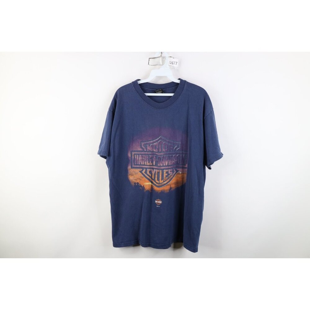 Vintage Y2K 2000 Harley Davidson Mens L Fadd Spell Out Eagle Fire T-Shirt USA